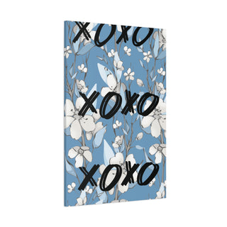 XOXO Flower White Blue Wall Canvas