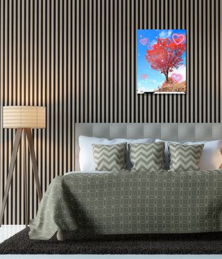 Red Tree With Floating Hearts Wall Canvas