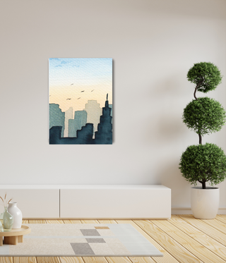 Flying Birds Above Skyscraper Abstract Wall Art