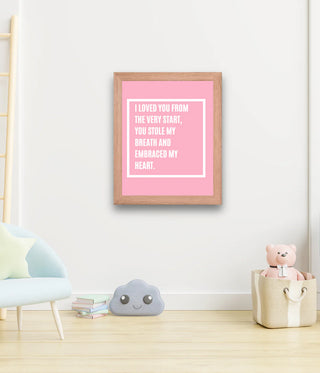 Pink Love Nursery Quote Framed Wall Art