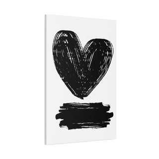 Black Abstract Heart With Paint Stroke Wall Art