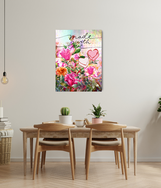 Made With Love Colorful Flowers Wall Art