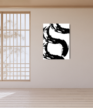 Swirl Black Paint Stroke Wall Canvas