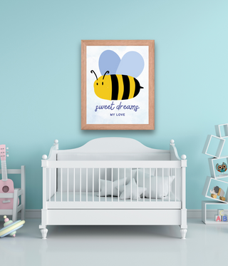 Sweet Dreams Bumble Bee Nursery Wall Art