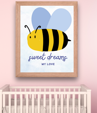 Sweet Dreams Bumble Bee Nursery Wall Art