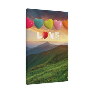 Colorful Love Hearts Above Mountain Wall Art