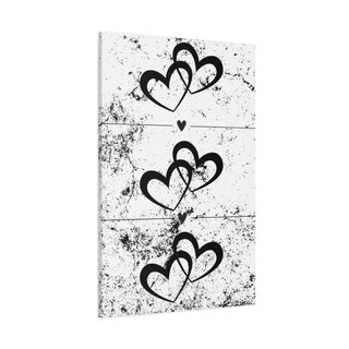 Six Black Vertical Heart Wall Canvas