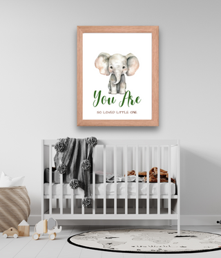 Elephant So Loved Nursery Framed Wall Art