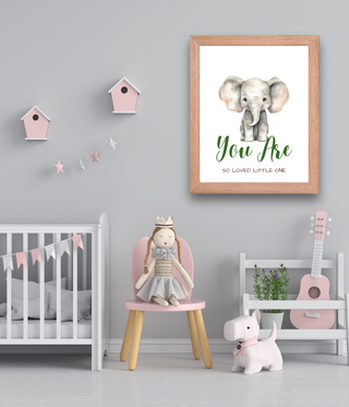 Elephant So Loved Nursery Framed Wall Art