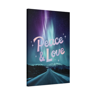 Peace & Love Nighttime Mountains Canvas