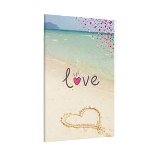 Love in Sand on the Ocean Beach Canvas