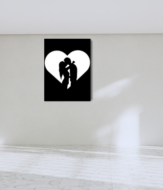 Kissing Couple Black & White Wall Art