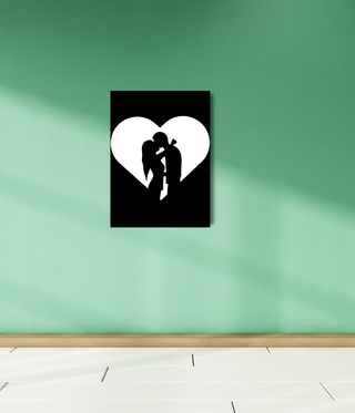 Kissing Couple Black & White Wall Art