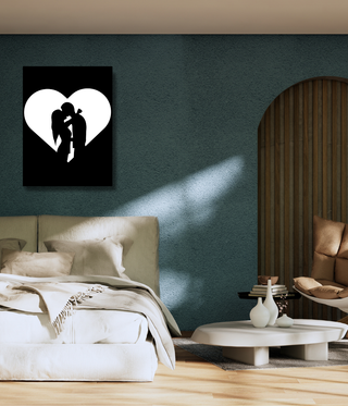 Kissing Couple Black & White Wall Art