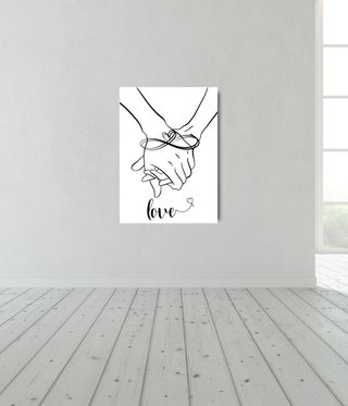 Heart Shape Hands Black & White Wall Canvas