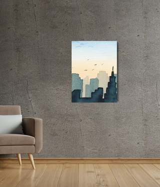 Flying Birds Above Skyscraper Abstract Wall Art