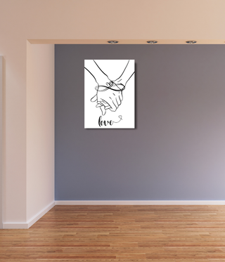 Heart Shape Hands Black & White Wall Canvas