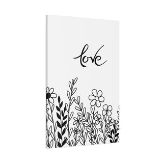 Black & White Love Flower Wall Canvas