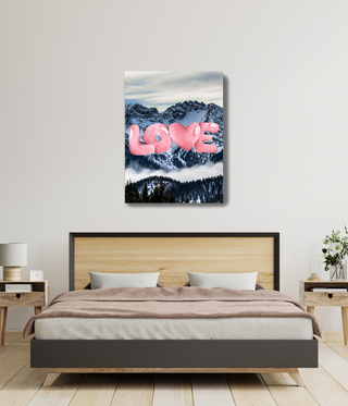 Pink Love Above Mountain Wall Art