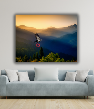 Bird Flying Over Mountain Wall Art