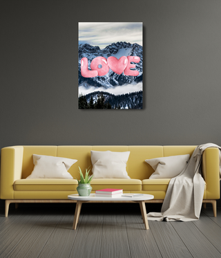 Pink Love Above Mountain Wall Art