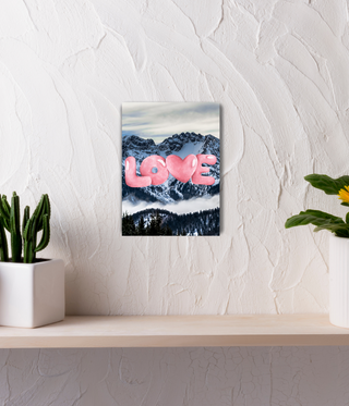 Pink Love Above Mountain Wall Art