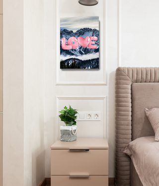 Pink Love Above Mountain Wall Art