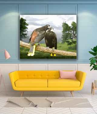 Bird Kissing Abstract Wall Art