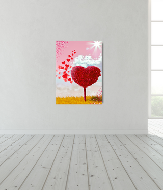 Red Heart Tree Wall Art