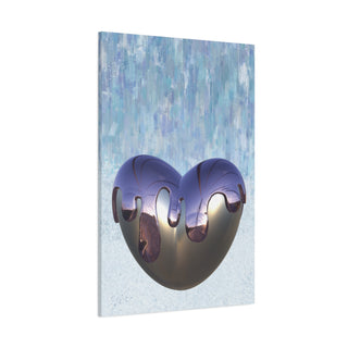 Abstract Silver Purple Dripping Heart Canvas