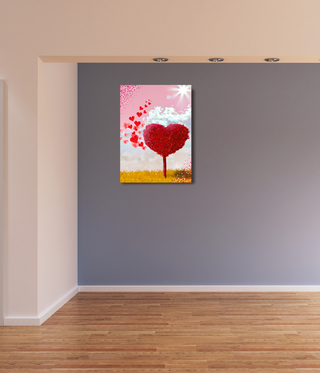 Red Heart Tree Wall Art