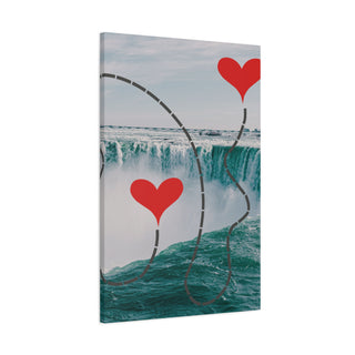 Rocky Ocean Canvas with a Heart of Red