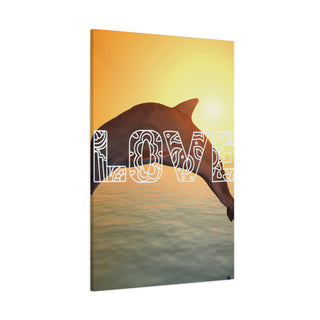 Love Dolphin Sunset Wall Canvas