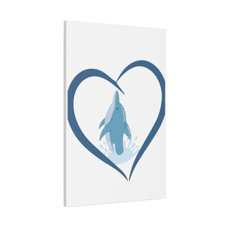 Blue Heart Blue Leaping Dolphin Canvas