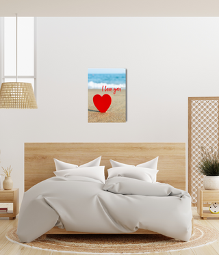 I Love You Heart On Beach Canvas