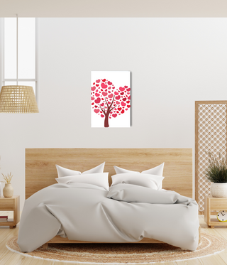 Red Heart on Brown Tree Wall Canvas