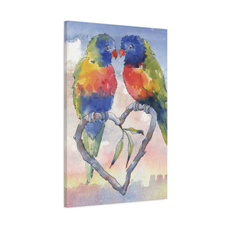 Kissing Birds Abstract Canvas