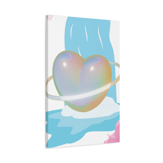 Beautiful Light Blue Waterfall Heart Canvas