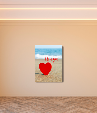 I Love You Heart On Beach Canvas