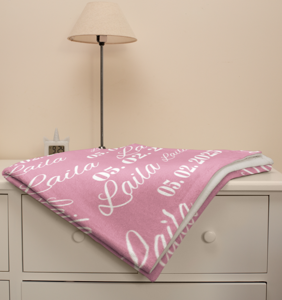 Personalized Girls Fleece Blanket – Name & Date Of Birth