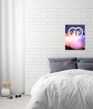 Pink Waterfall Heart Canvas