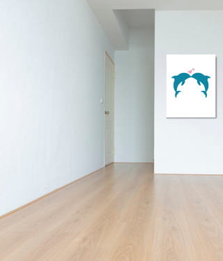 Two Blue Leaping Dolphins Wall Art