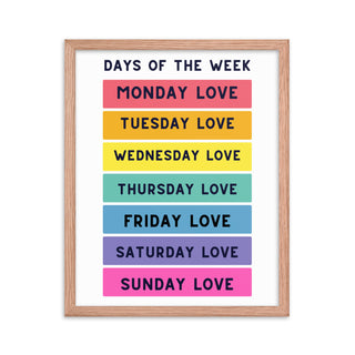 Days Of The Week Baby Frame Art